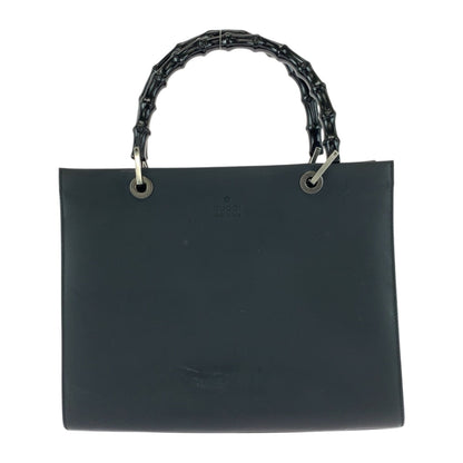 GUCCI Tote Bag 002 1010 leather Black SilverMetal Bamboo