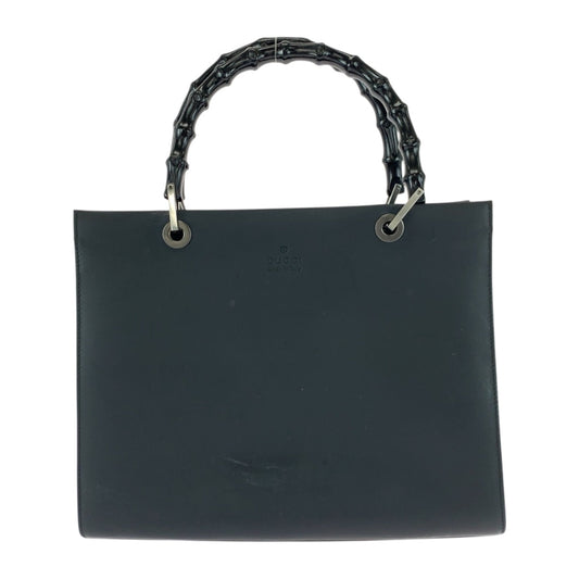 GUCCI Tote Bag 002 1010 leather Black SilverMetal Bamboo