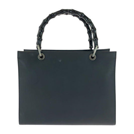 GUCCI Tote Bag 002 1010 leather Black SilverMetal Bamboo