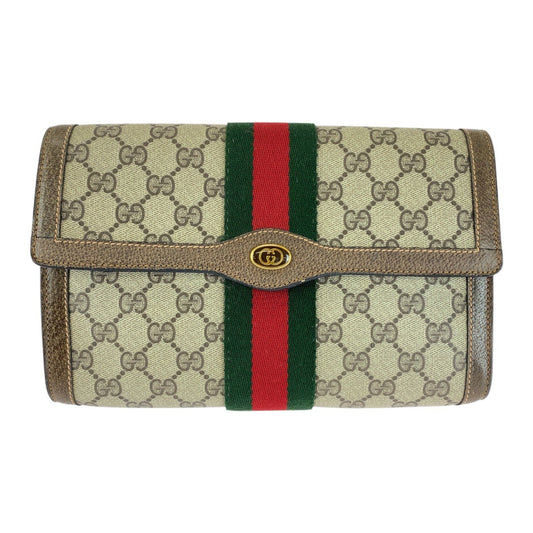 GUCCI Clutch bag 89 01 006 GG Supreme Canvas Beige brown Sherry line
