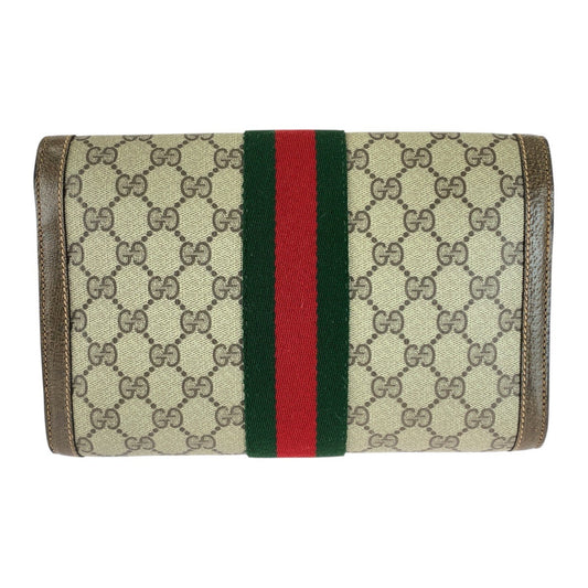 GUCCI Clutch bag 89 01 006 GG Supreme Canvas Beige brown Sherry line