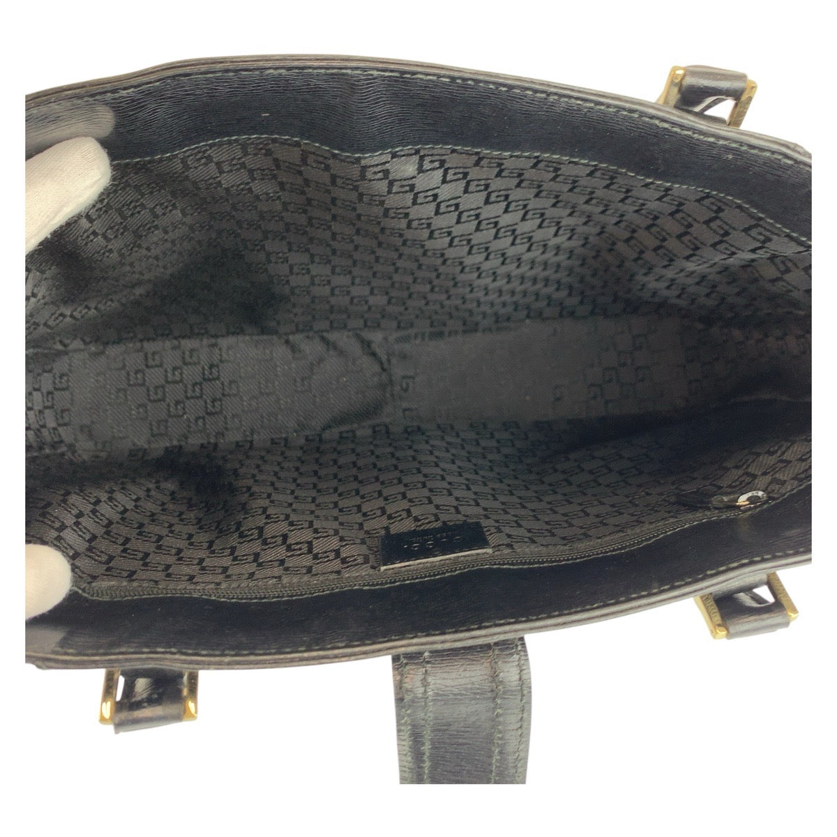 GUCCI Tote Bag 002 1109 canvas Black GoldMetal G logo