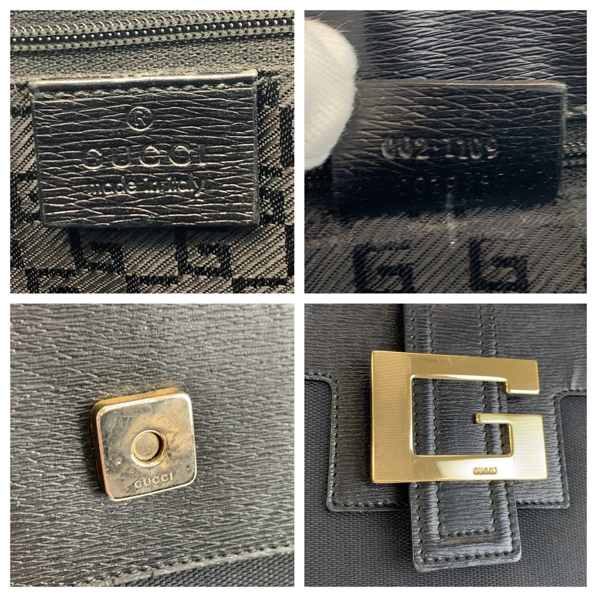 GUCCI Tote Bag 002 1109 canvas Black GoldMetal G logo