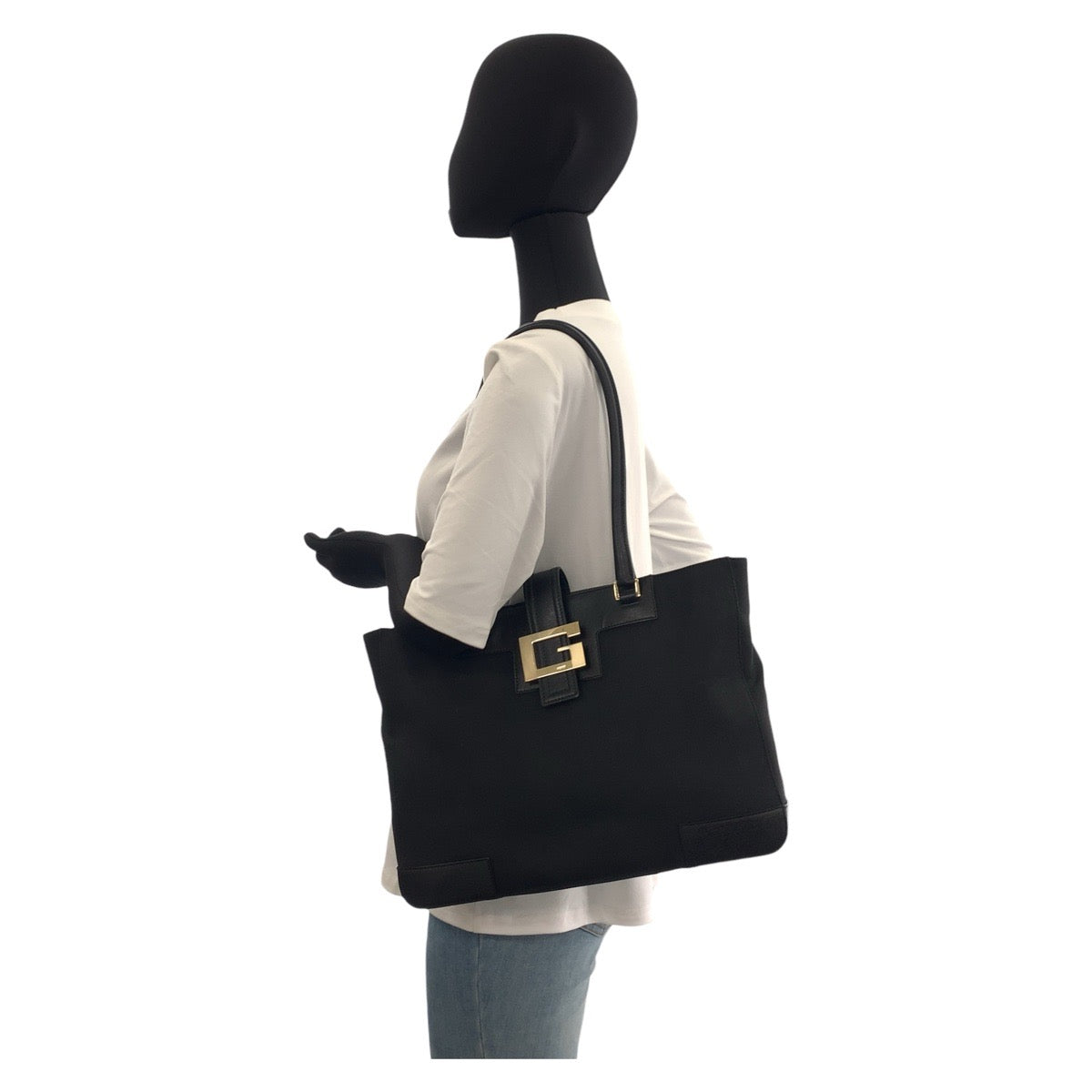GUCCI Tote Bag 002 1109 canvas Black GoldMetal G logo