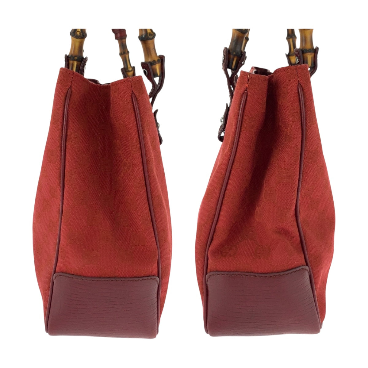 GUCCI Tote Bag 112526 canvas Red Brown SilverMetal Bamboo