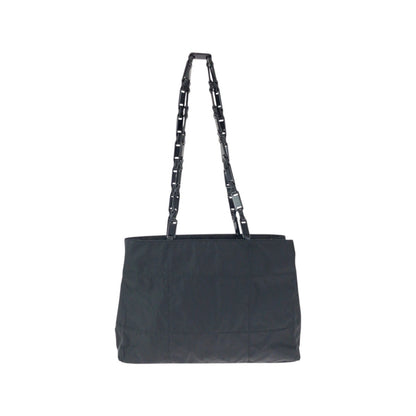 PRADA Tote Bag Nylon Black SilverMetal Test Triangle With logo