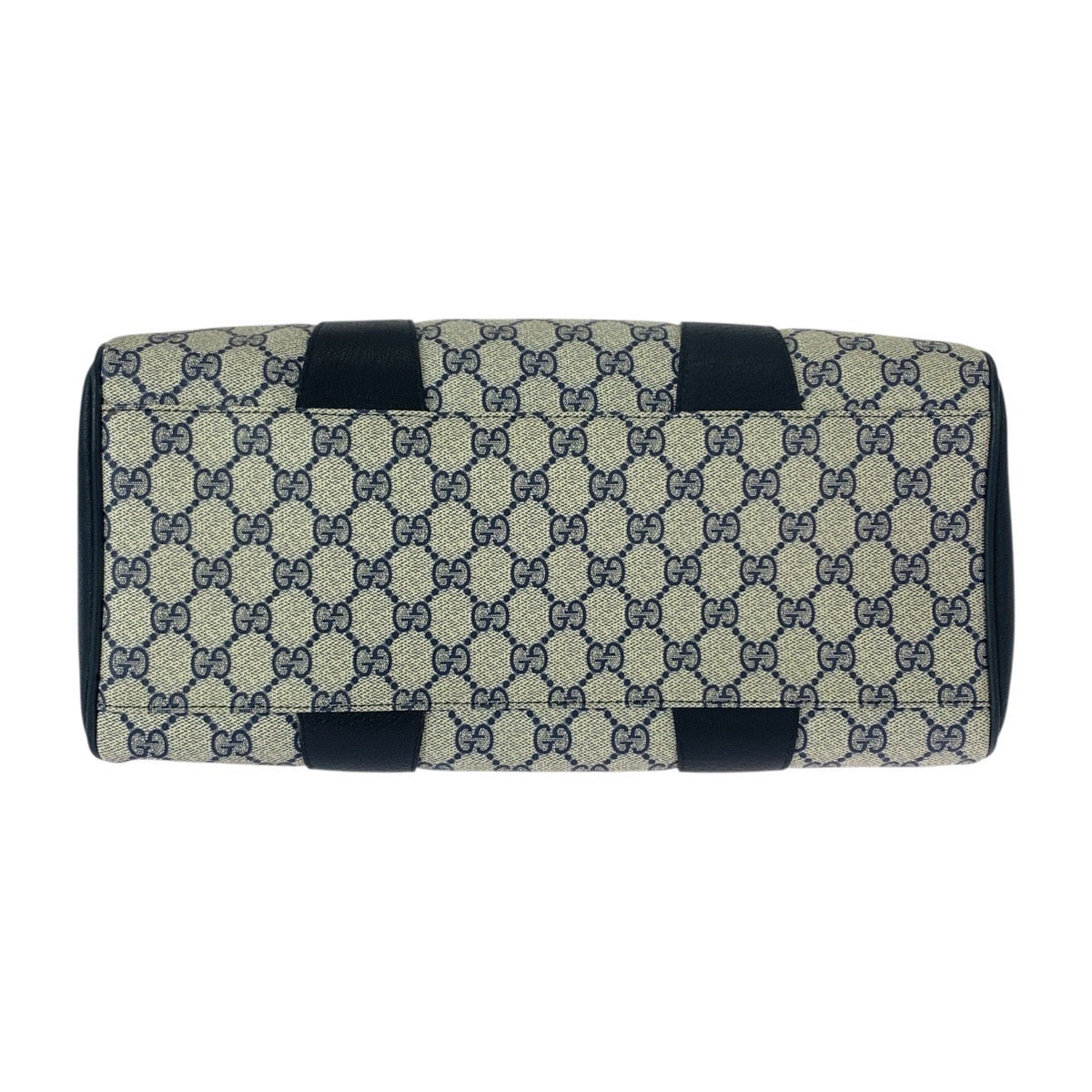 GUCCI Handbag 111 02 072 GG Supreme Canvas Gray Navy Gold Metal Sherry line