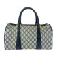 GUCCI Handbag 111 02 072 GG Supreme Canvas Gray Navy Gold Metal Sherry line