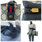 GUCCI Handbag 111 02 072 GG Supreme Canvas Gray Navy Gold Metal Sherry line