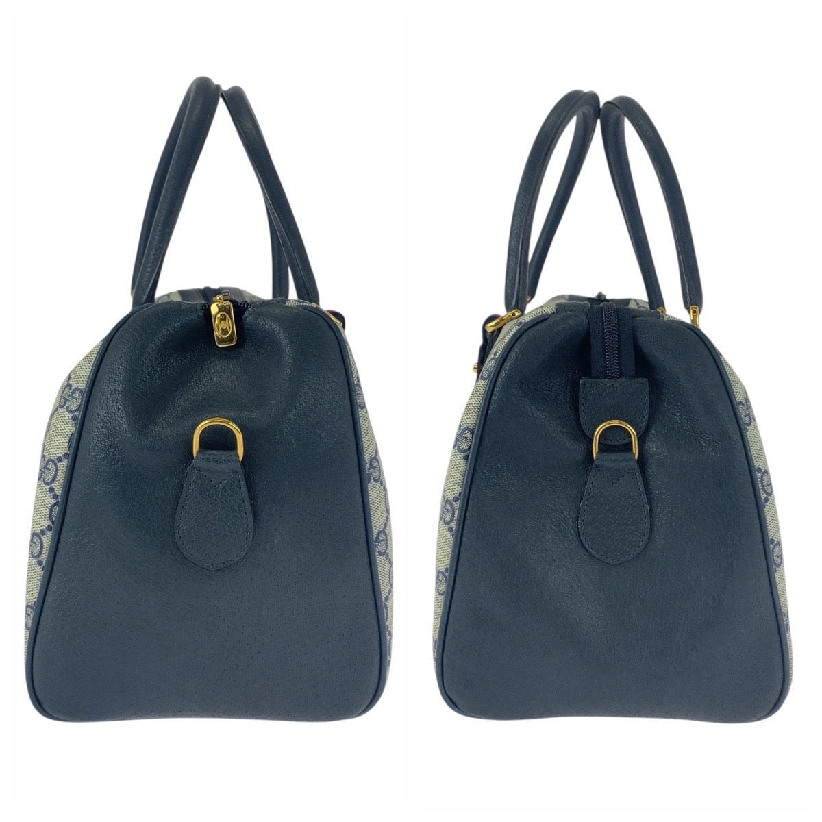 GUCCI Handbag 111 02 072 GG Supreme Canvas Gray Navy Gold Metal Sherry line