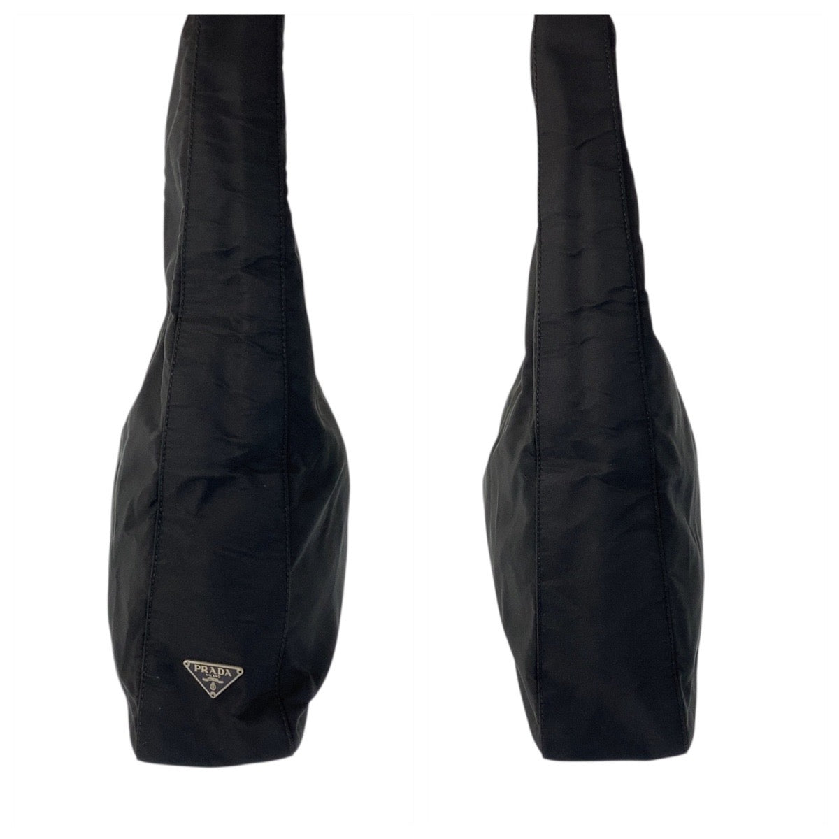 PRADA Shoulder Bag Nylon Black SilverMetal Test Triangle With logo