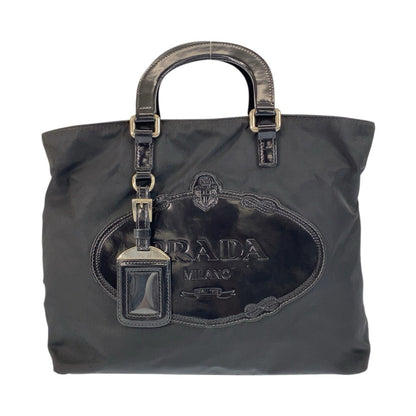 PRADA Tote Bag Nylon Black SilverMetal Test logo