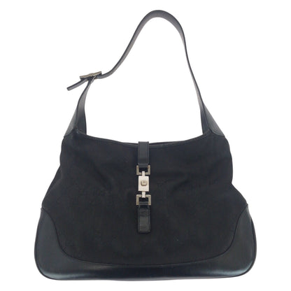 GUCCI Shoulder Bag 001 3346 GG canvas Black SilverMetal Jackie