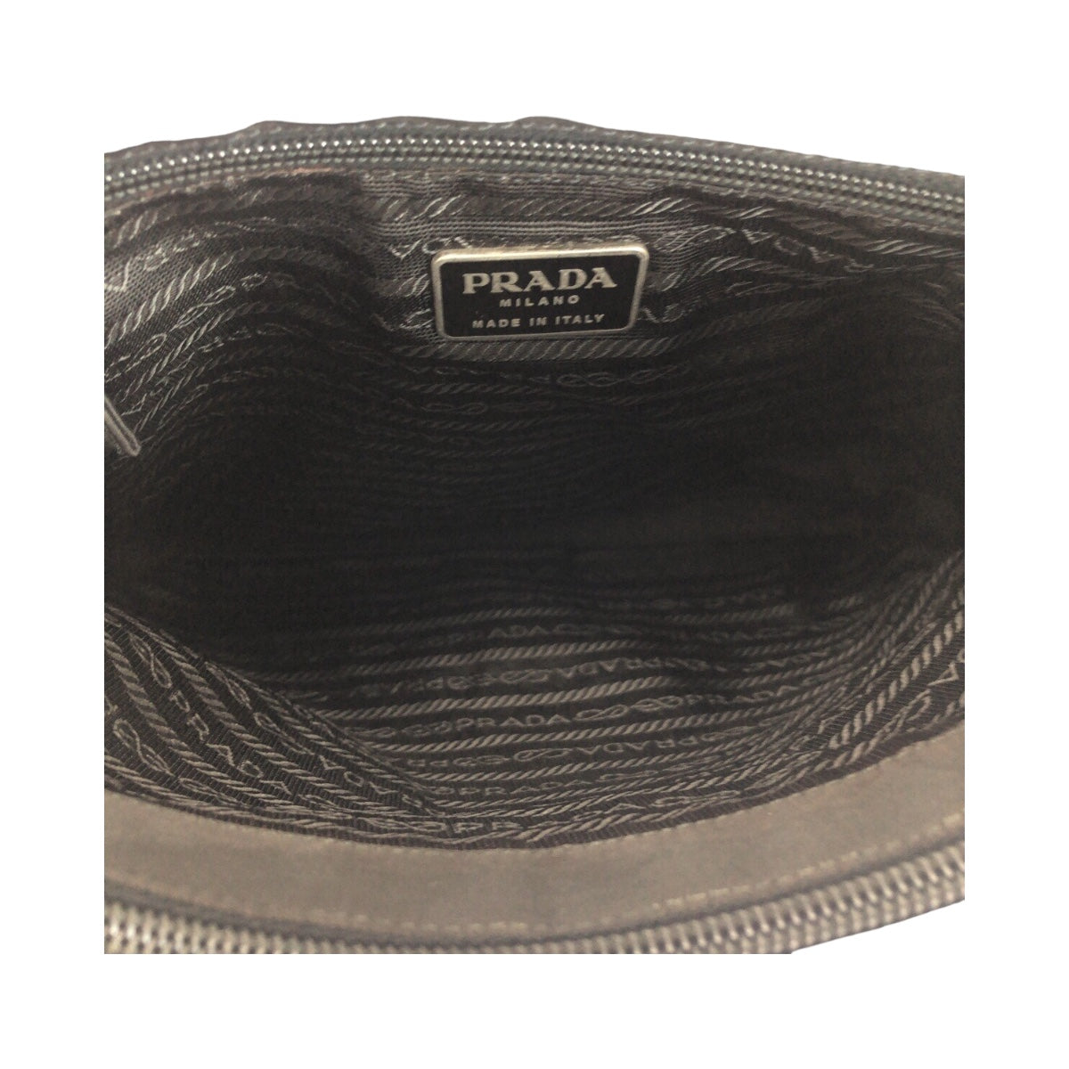 PRADA Shoulder Bag Nylon Black Silver Test Triangle With logo