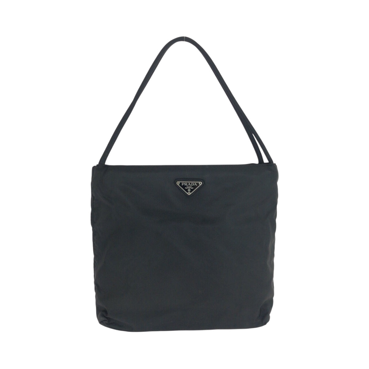 PRADA Shoulder Bag Nylon Black Silver Test Triangle With logo