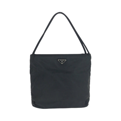 PRADA Shoulder Bag Nylon Black Silver Test Triangle With logo