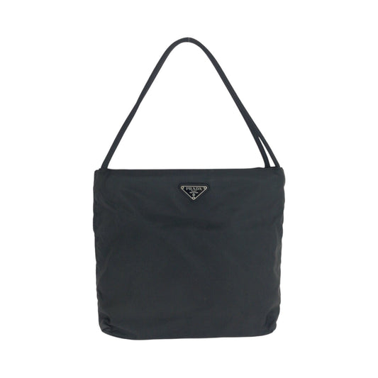 PRADA Shoulder Bag Nylon Black Silver Test Triangle With logo