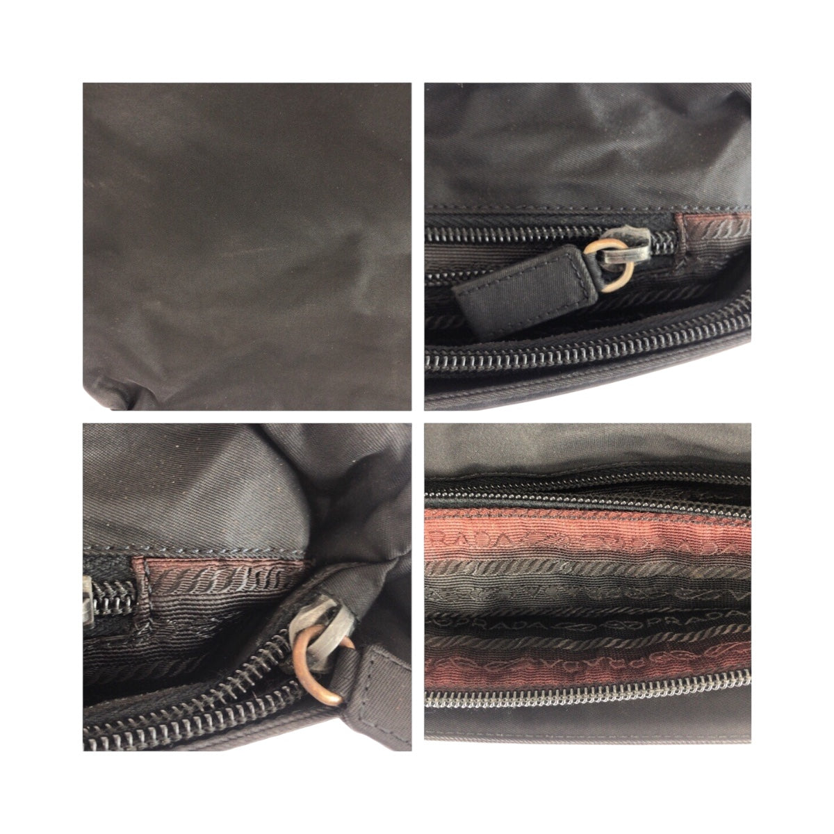 PRADA Shoulder Bag Nylon Black Silver Test Triangle With logo