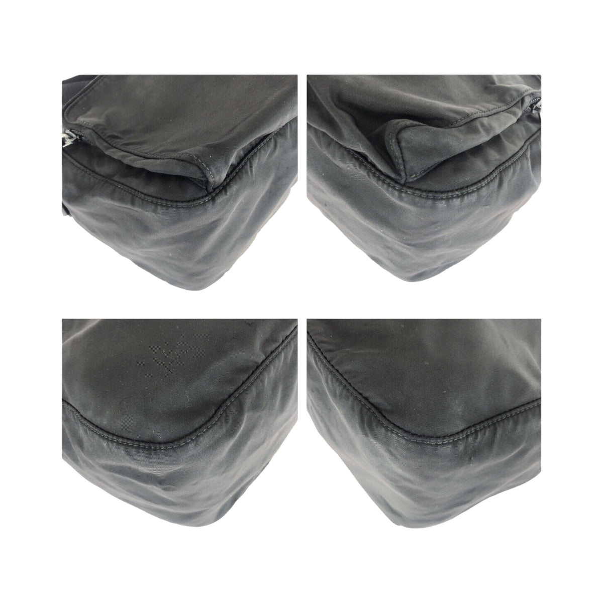 PRADA Shoulder Bag Nylon Black Silver Test Triangle With logo