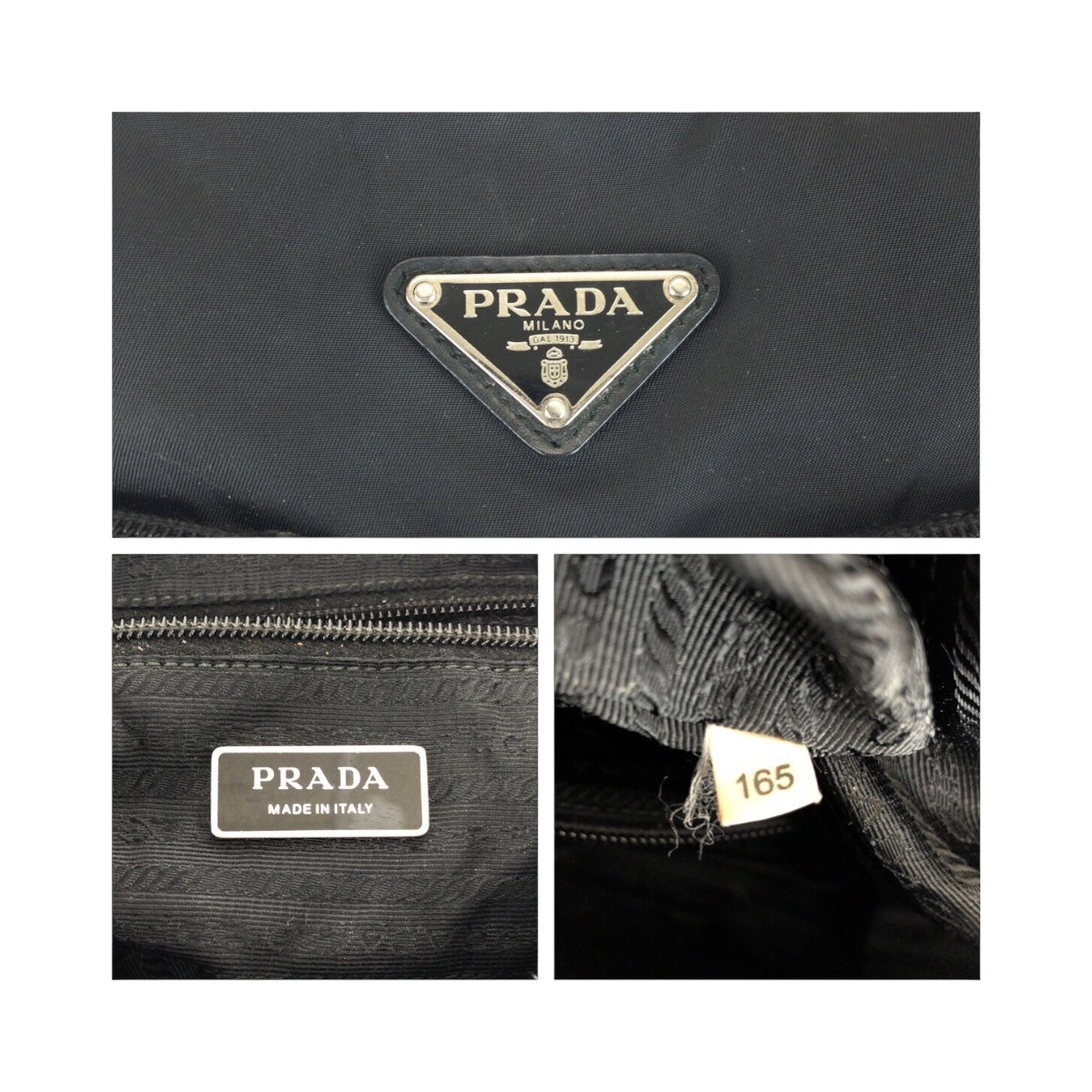 PRADA Shoulder Bag Nylon Black Silver Test Triangle With logo