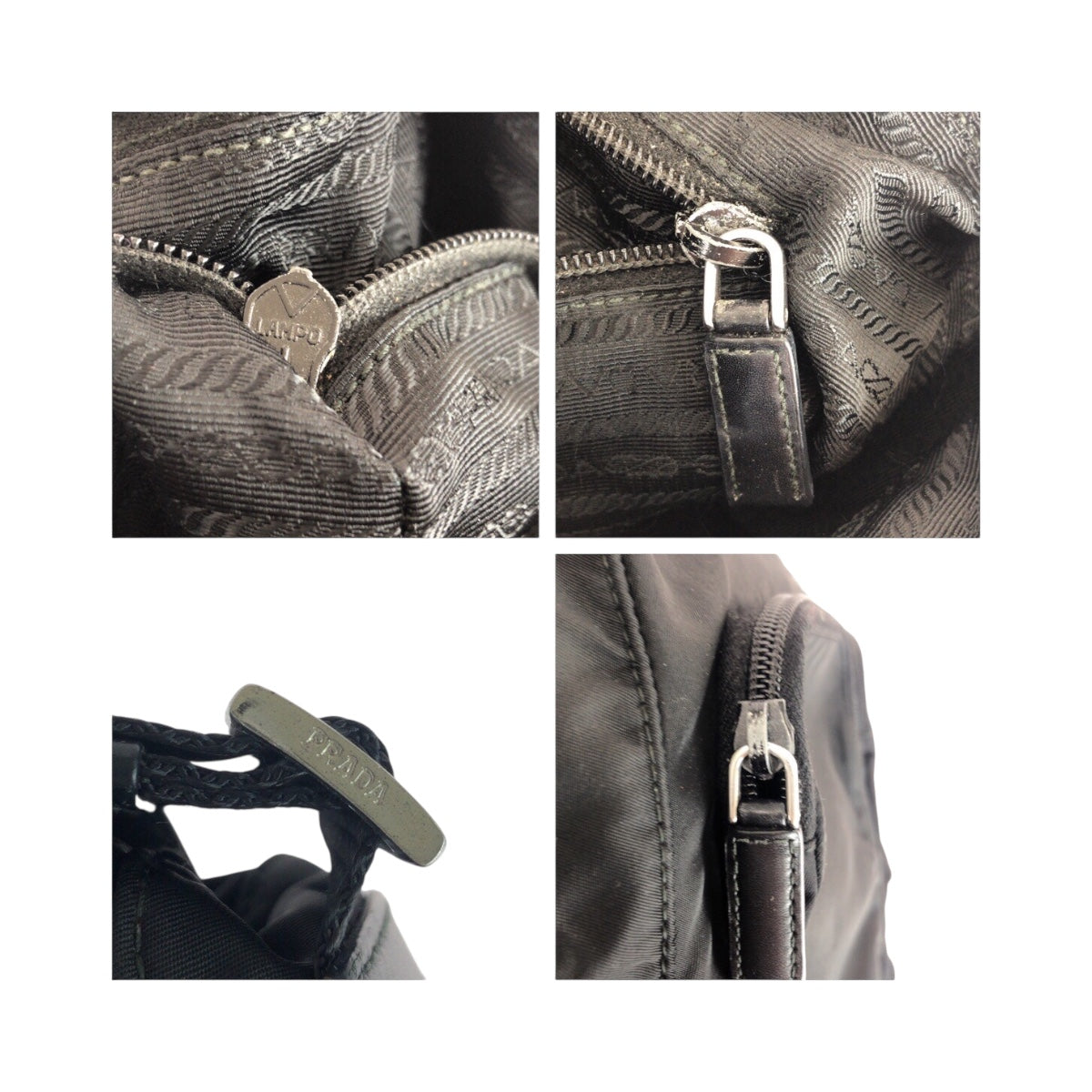 PRADA Shoulder Bag Nylon Black Silver Test Triangle With logo