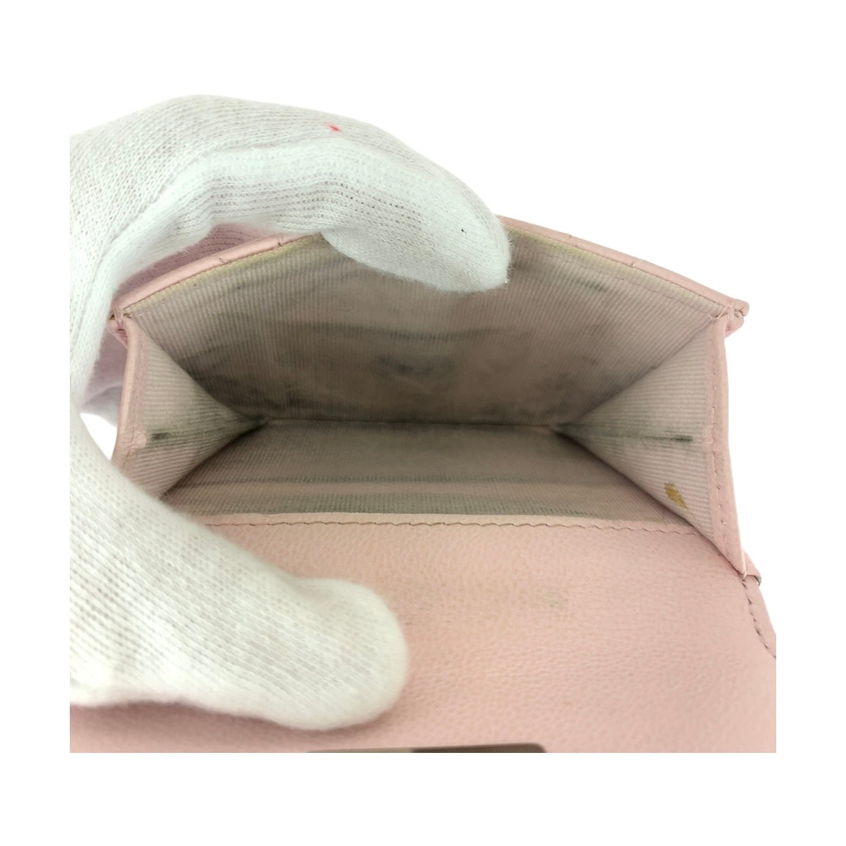 CHANEL Tri-fold wallet leather Pink SilverMetal Matrasse COCO Mark