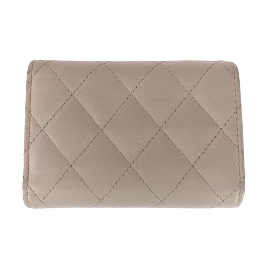 CHANEL Tri-fold wallet leather Pink SilverMetal Matrasse COCO Mark