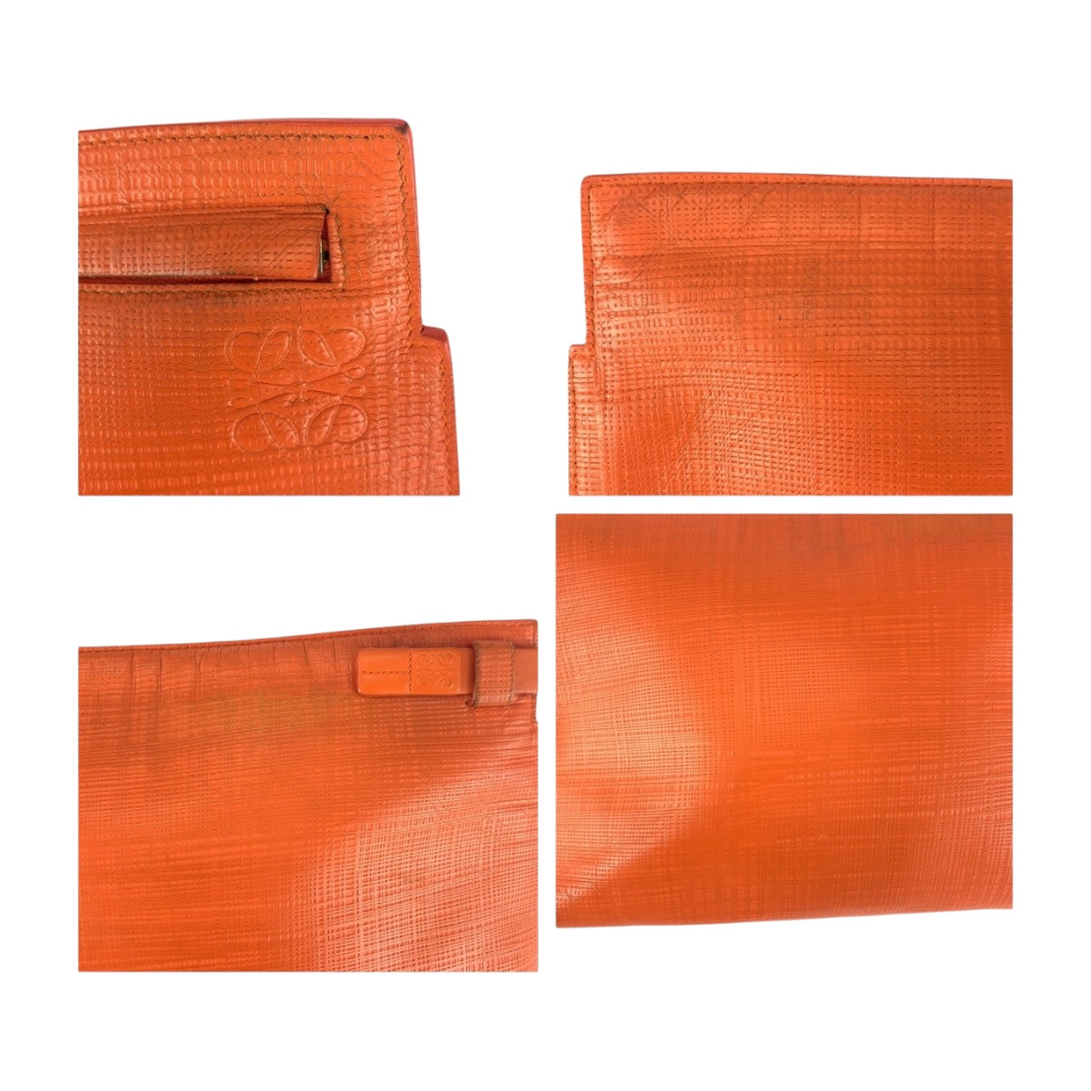 LOEWE Clutch bag 101 88 K05 leather Orange GoldMetal anagram