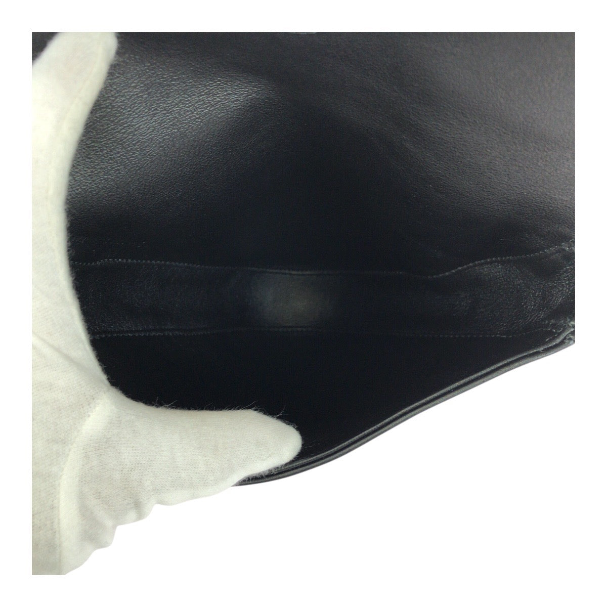 CELINE Shoulder Bag 195903DCS leather black black white Triangle logo