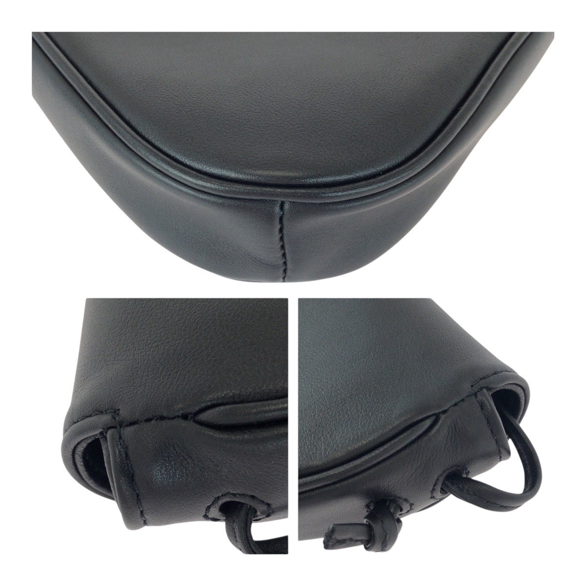 CELINE Shoulder Bag 195903DCS leather black black white Triangle logo