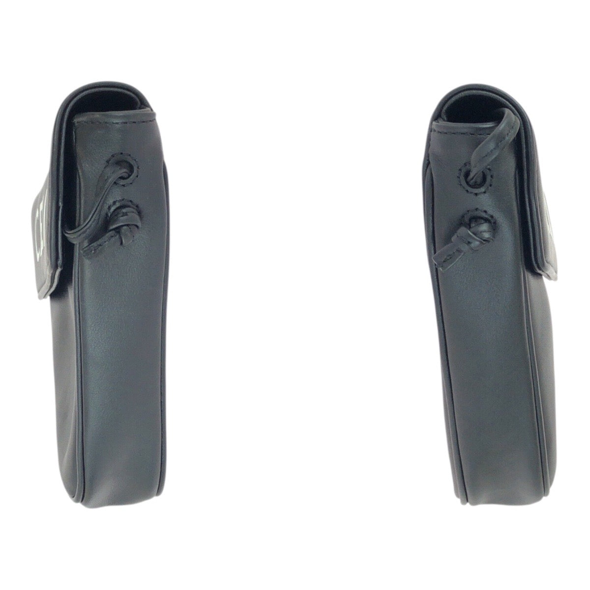 CELINE Shoulder Bag 195903DCS leather black black white Triangle logo