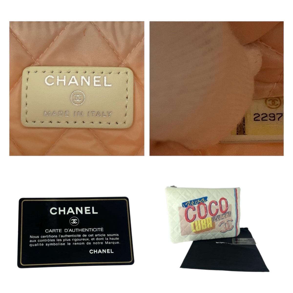 CHANEL Clutch bag canvas White Multicolor SilverMetal Coco Cuba COCO Mark