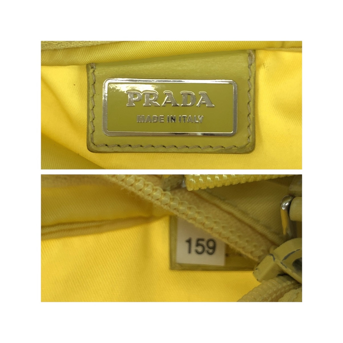 PRADA Shoulder Bag Nylon Yellow SilverMetal Test Triangle With logo