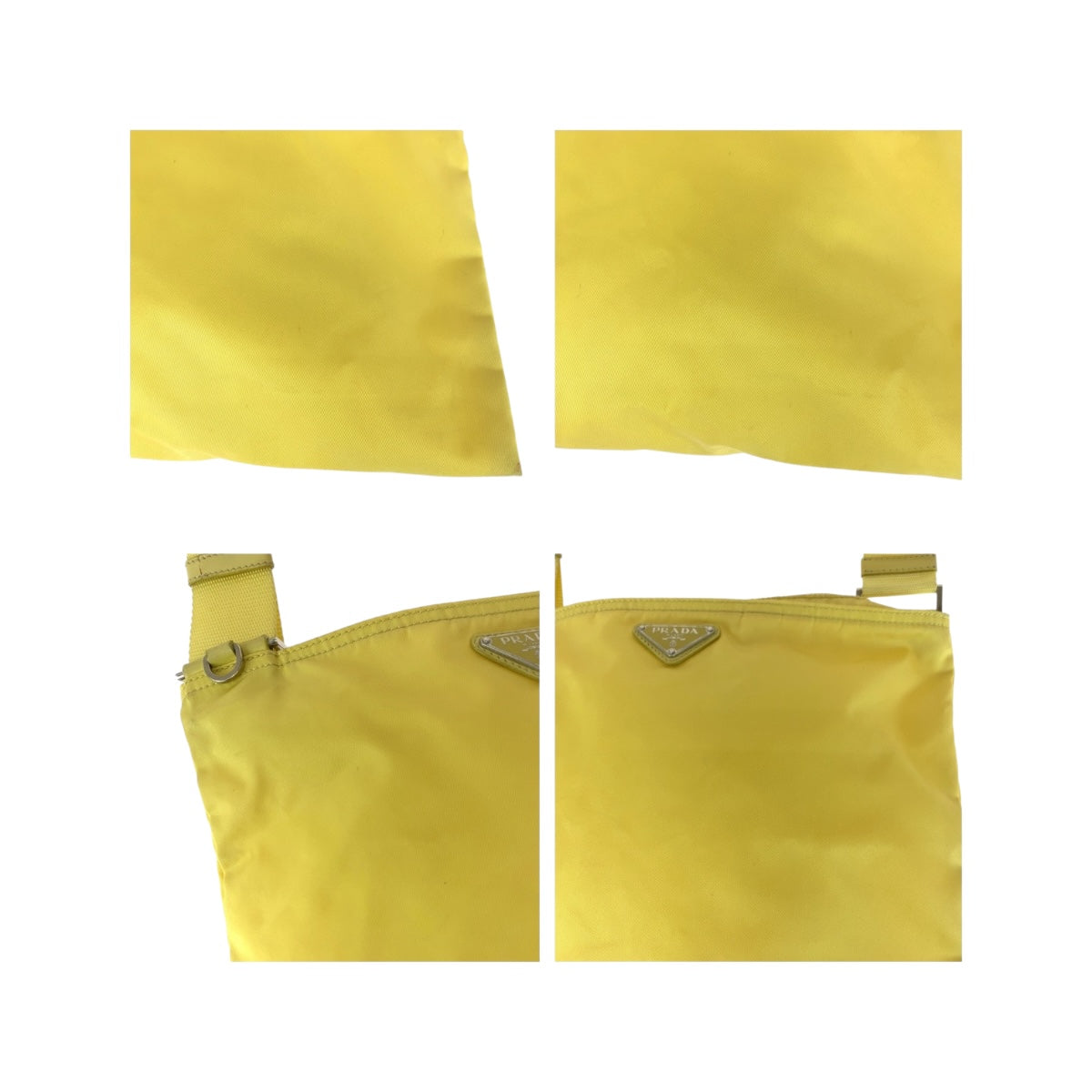 PRADA Shoulder Bag Nylon Yellow SilverMetal Test Triangle With logo