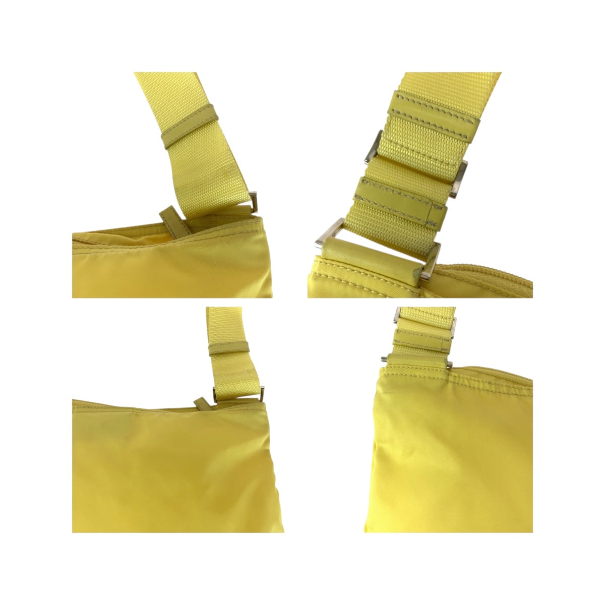 PRADA Shoulder Bag Nylon Yellow SilverMetal Test Triangle With logo