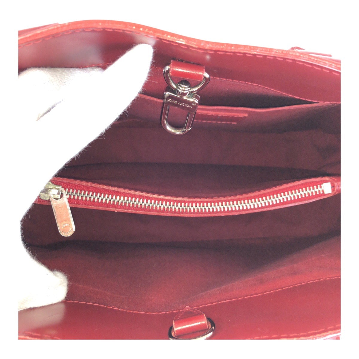 LOUIS VUITTON Tote Bag M5926E leather Red Silver Metal Epi Passy PM