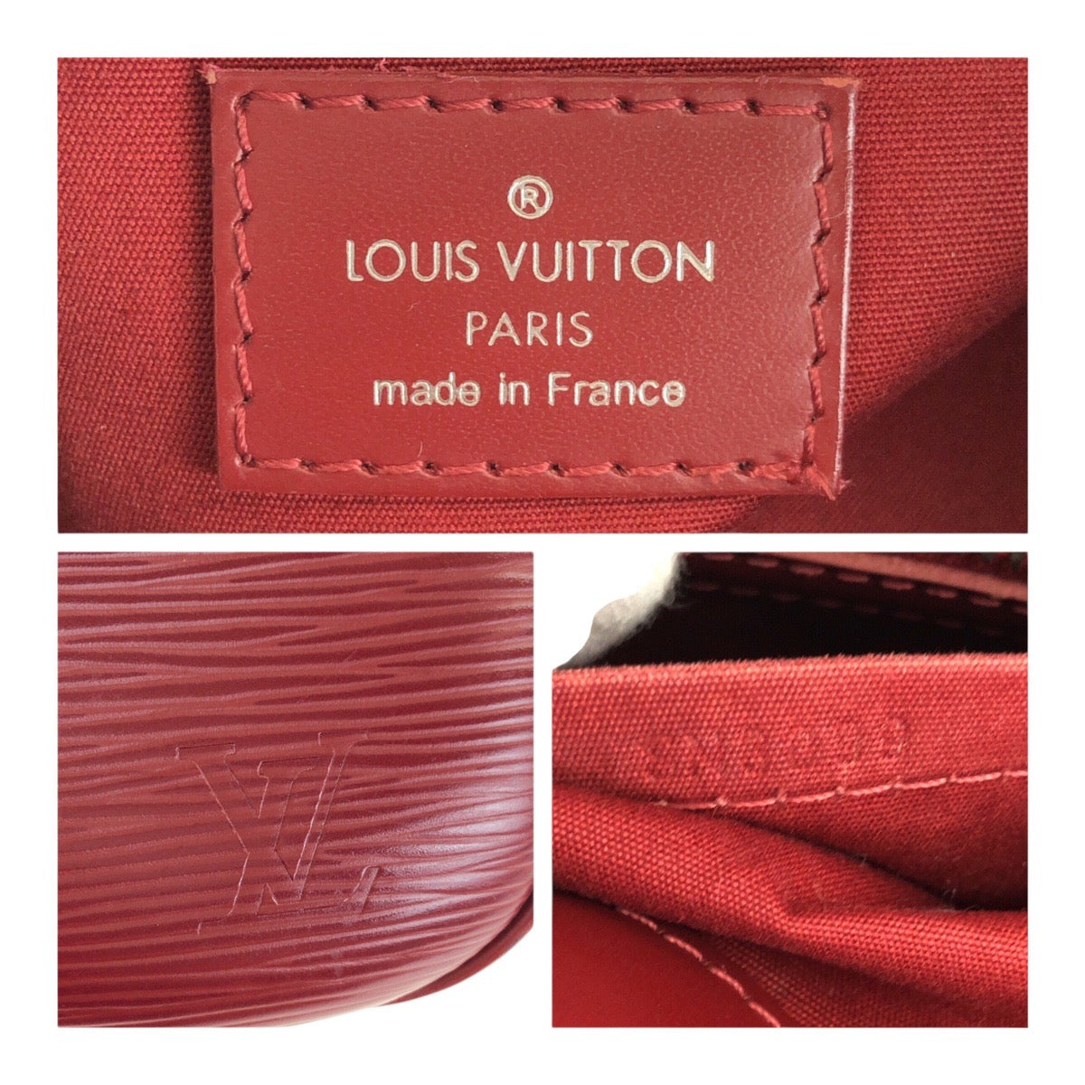 LOUIS VUITTON Tote Bag M5926E leather Red Silver Metal Epi Passy PM