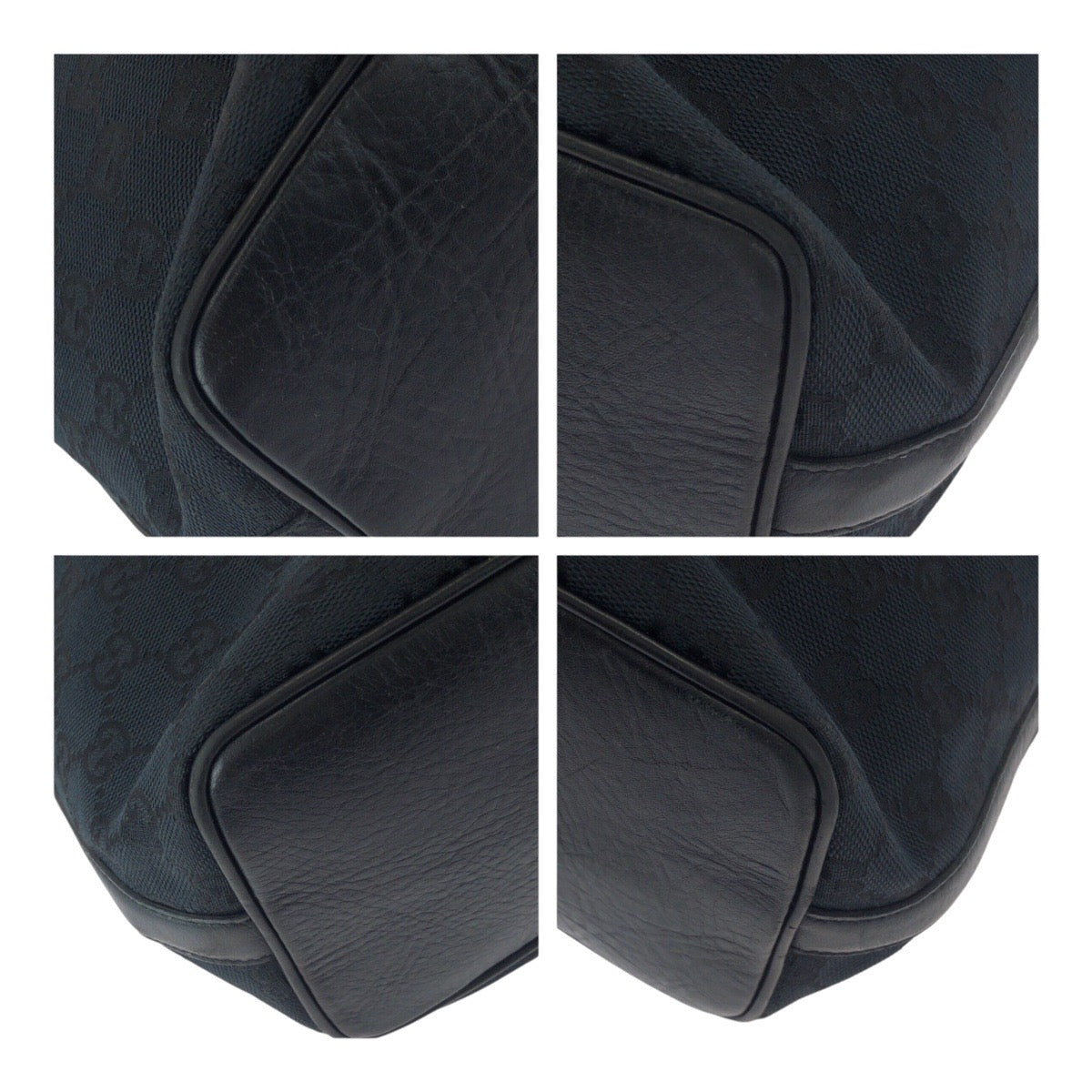 GUCCI Shoulder Bag 001.42870 GG canvas Black GoldMetal Hobo