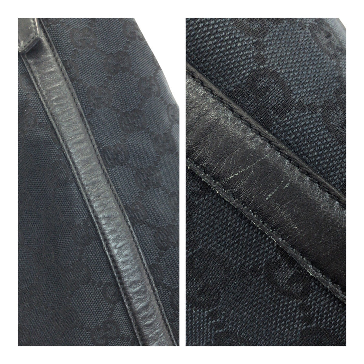 GUCCI Shoulder Bag 001.42870 GG canvas Black GoldMetal Hobo