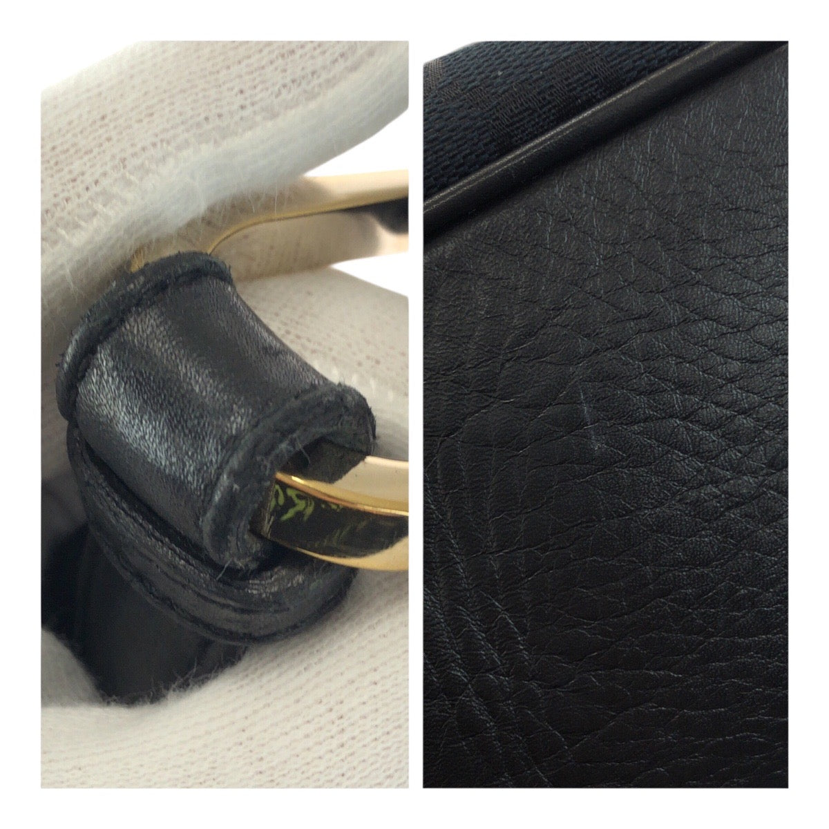 GUCCI Shoulder Bag 001.42870 GG canvas Black GoldMetal Hobo