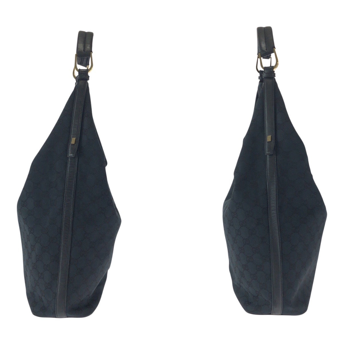 GUCCI Shoulder Bag 001.42870 GG canvas Black GoldMetal Hobo