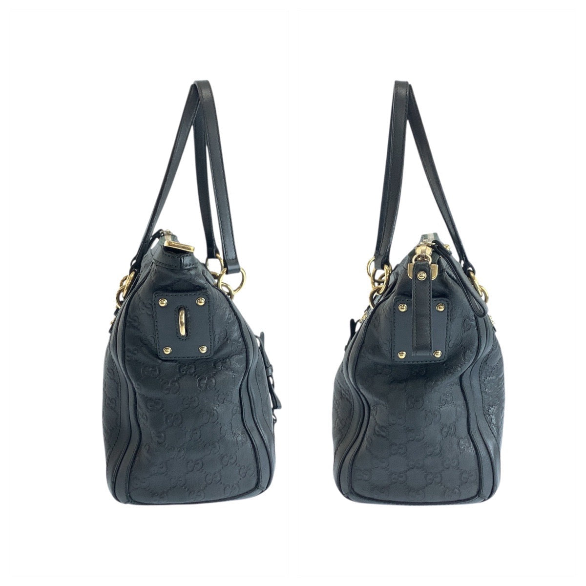 GUCCI Tote Bag 247281 leather Dark green type Gray type Gold Metal Guccisima