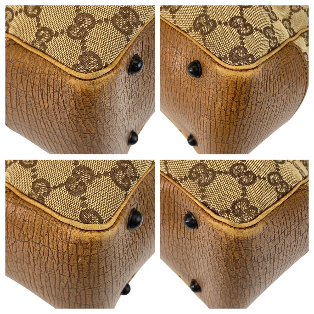 GUCCI Tote Bag 112526 GG canvas Beige brown Bamboo