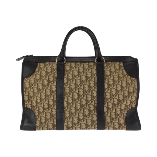 Dior Handbag canvas Brown Beige Gold Metal Trotter