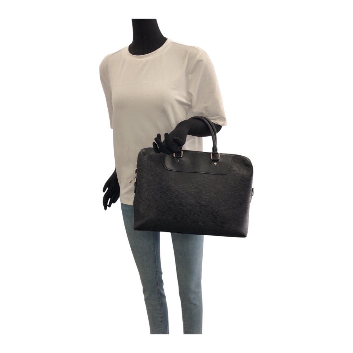 LOUIS VUITTON Business bag M50163 leather Black SilverMetal Epi Porto Documents Jules