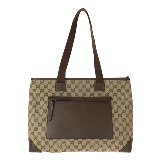 GUCCI Tote Bag 34339 GG canvas Brown Beige Silver