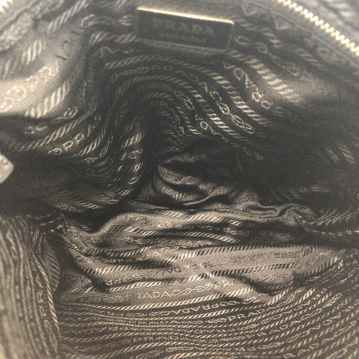 PRADA Shoulder Bag Nylon Black SilverMetal Test Triangle With logo