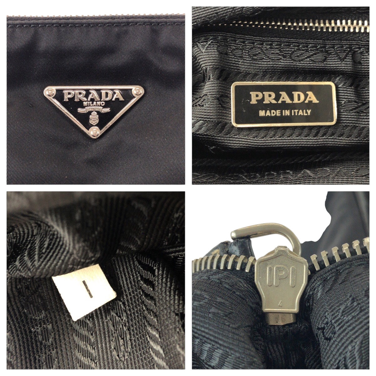 PRADA Shoulder Bag Nylon Black SilverMetal Test Triangle With logo