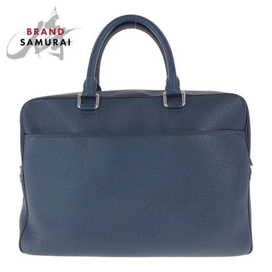 LOUIS VUITTON Business bag M30645 leather Blue Silver Metal Taiga Porto-Document Voyage MM