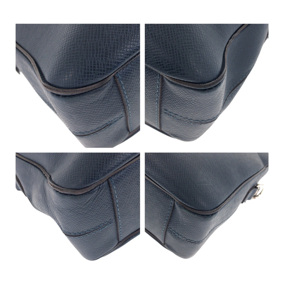 LOUIS VUITTON Business bag M30645 leather Blue Silver Metal Taiga Porto-Document Voyage MM